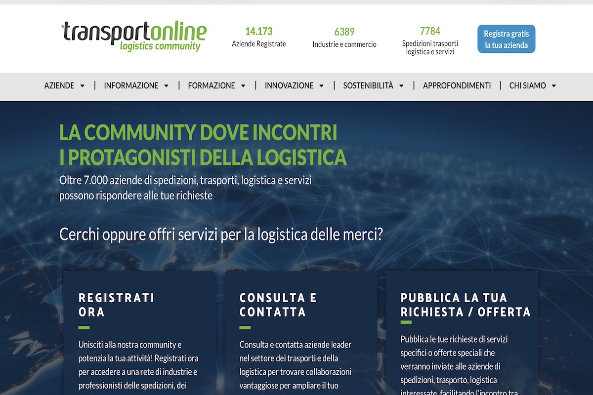 Al via la nuova Logistics Community di Transportonline, portale che connette il mondo dei trasporti e della logistica